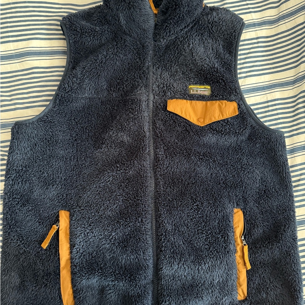 L.L. Bean Men’s Fleece Vest - Navy and Mustard
